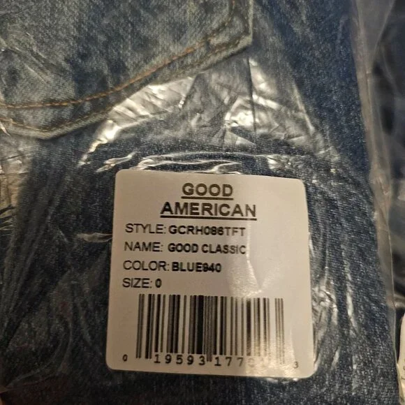 Good American Good Classic Raw Hem Medium Wash Women's 4/27 - Picture 13 of 14